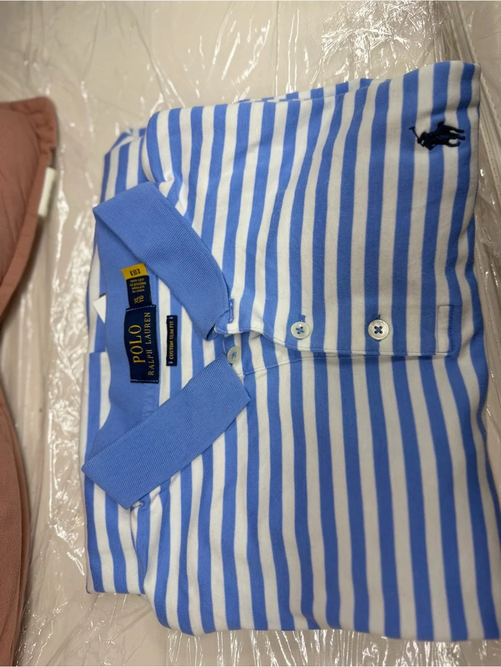 Polo by Ralph Lauren Men’s Light Blue & White Striped Polo